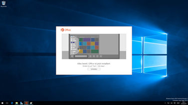 Office 2016 - Abschluss-fenster der Office Installation
